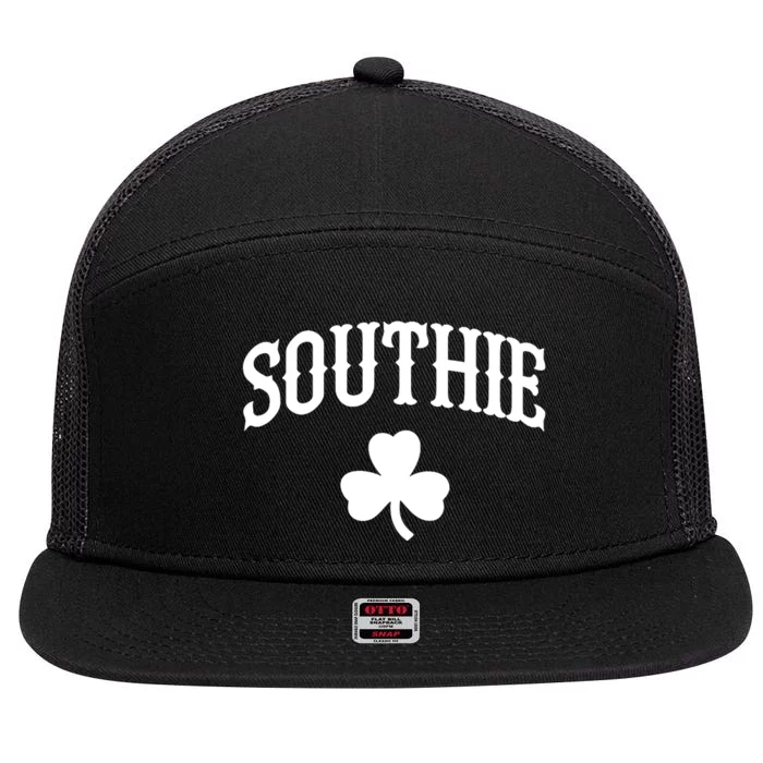 Southie South Boston Massachusetts tee 7 Panel Mesh Trucker Snapback Hat