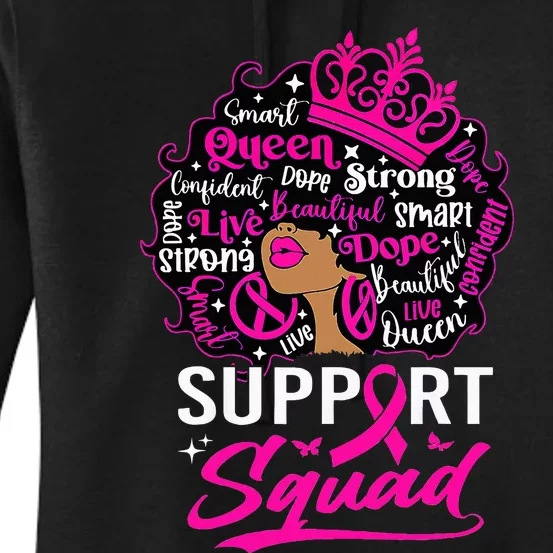 Support Squad Black Breast Cancer Warrior Pink Ribbon Women's Pullover Hoodie