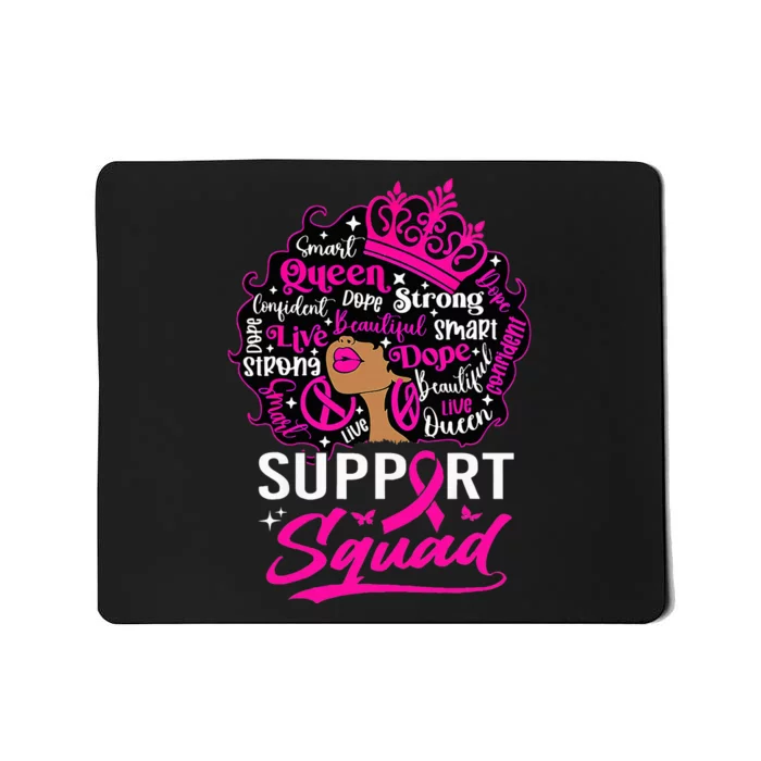 Support Squad Black Breast Cancer Warrior Pink Ribbon Mousepad