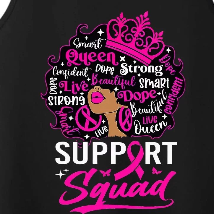 Support Squad Black Breast Cancer Warrior Pink Ribbon Performance Tank