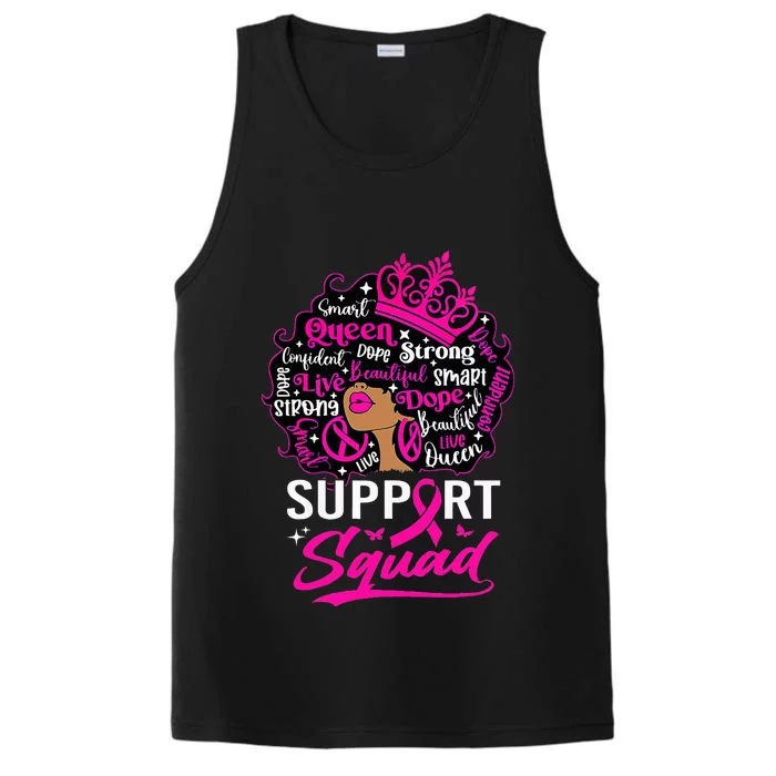 Support Squad Black Breast Cancer Warrior Pink Ribbon Performance Tank