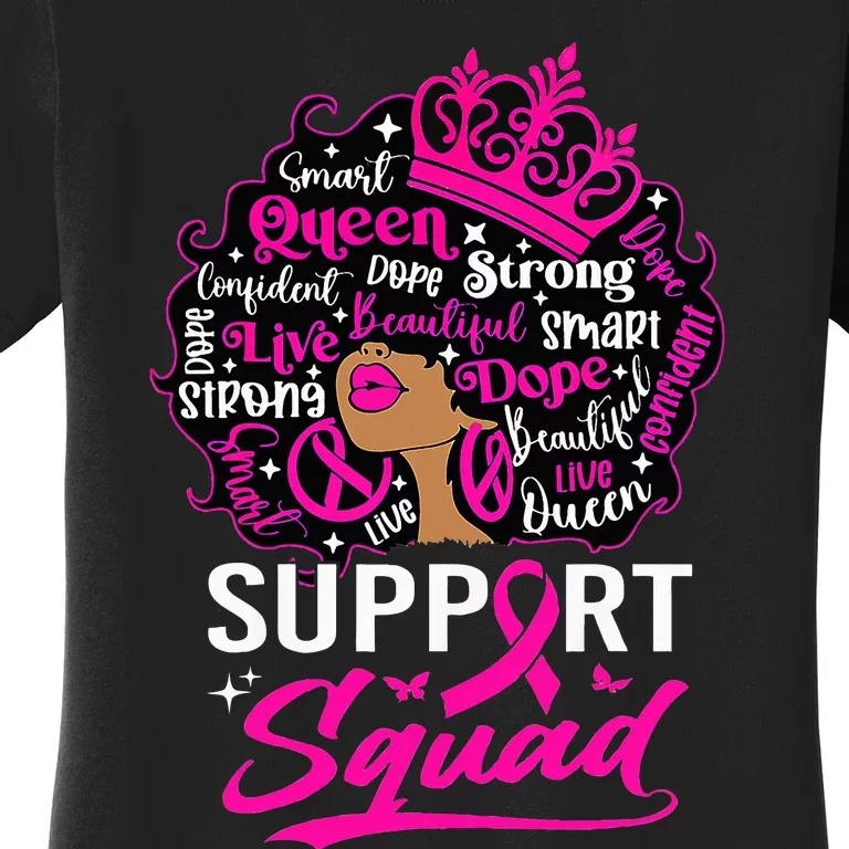 Support Squad Black Breast Cancer Warrior Pink Ribbon Women's T-Shirt