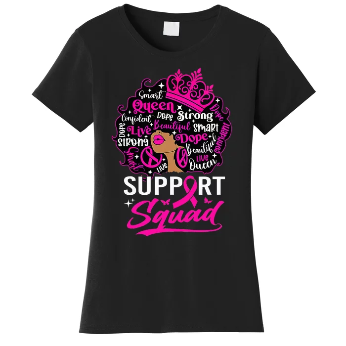 Support Squad Black Breast Cancer Warrior Pink Ribbon Women's T-Shirt