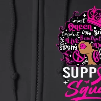 Support Squad Black Breast Cancer Warrior Pink Ribbon Full Zip Hoodie