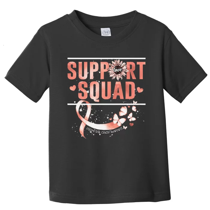 Support Squad Butterfly Peach Ribbon Endometrial Cancer Toddler T-Shirt