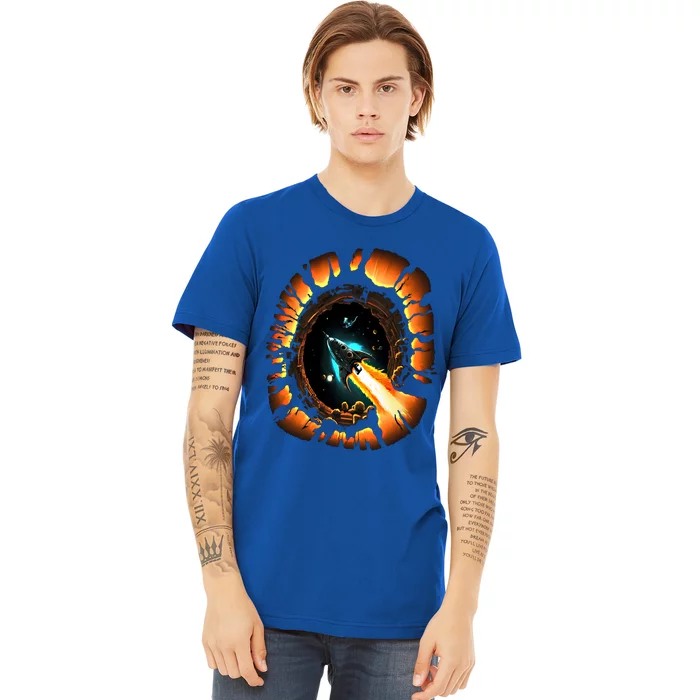 Space Spaceship Black Hole Rocket Astronomy Astronomer Cool Gift Premium T-Shirt