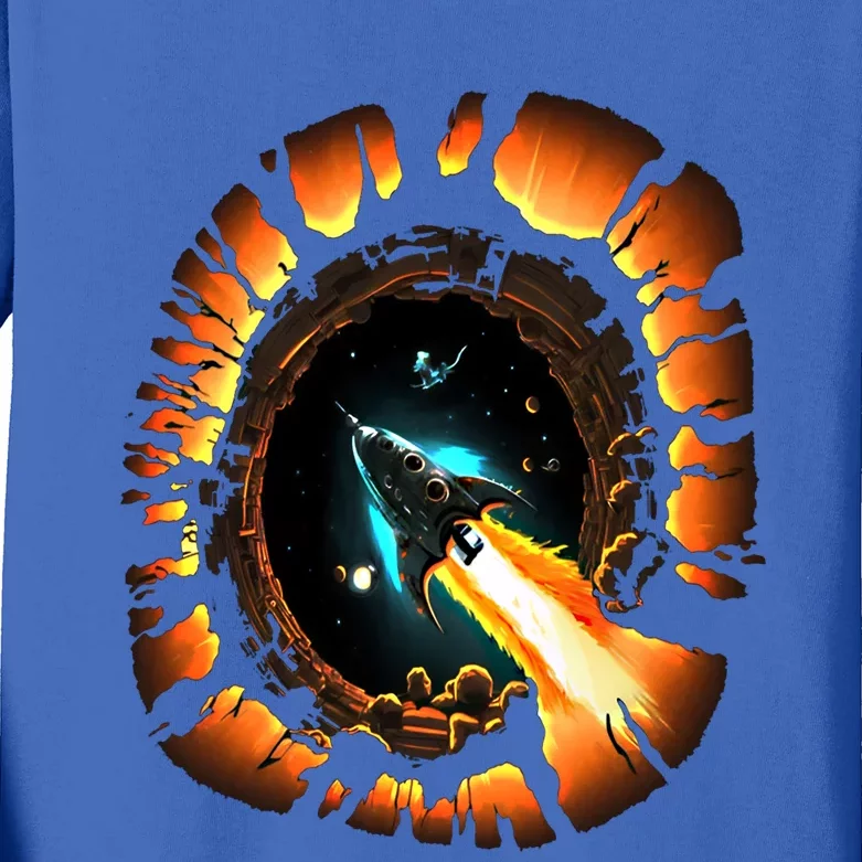 Space Spaceship Black Hole Rocket Astronomy Astronomer Cool Gift Kids Long Sleeve Shirt