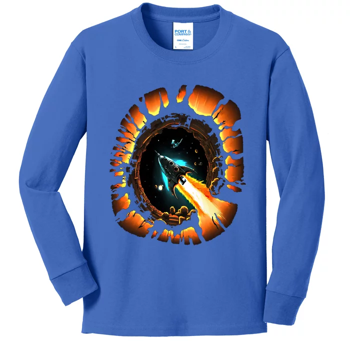 Space Spaceship Black Hole Rocket Astronomy Astronomer Cool Gift Kids Long Sleeve Shirt