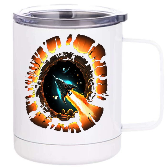 Space Spaceship Black Hole Rocket Astronomy Astronomer Cool Gift Front & Back 12oz Stainless Steel Tumbler Cup