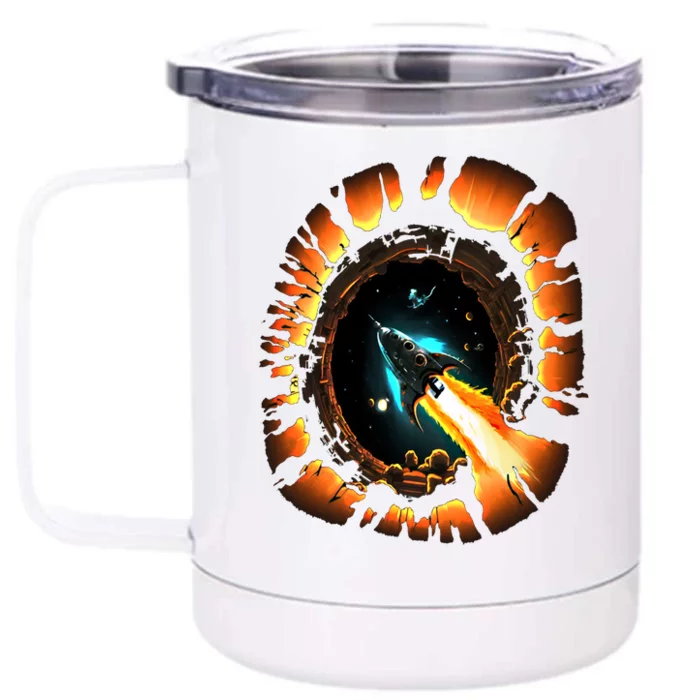 Space Spaceship Black Hole Rocket Astronomy Astronomer Cool Gift Front & Back 12oz Stainless Steel Tumbler Cup