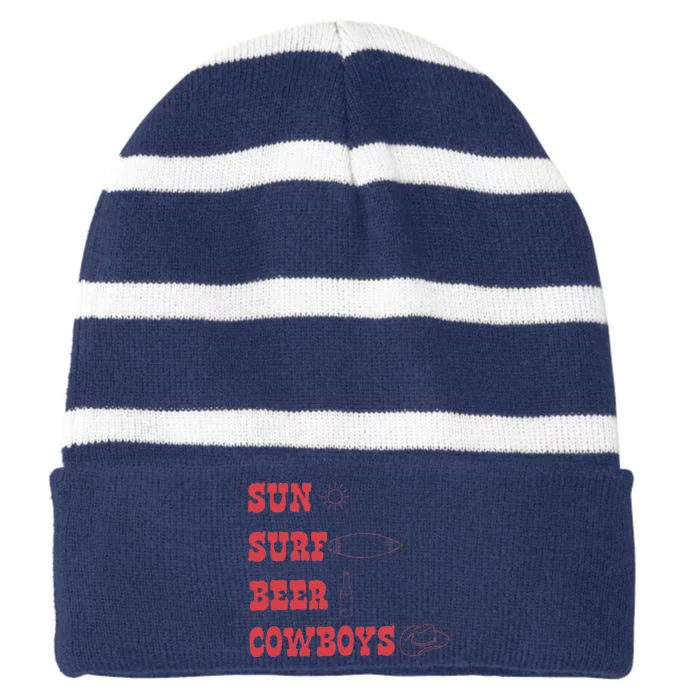 Sun Surf Beer Cowboys Apparel Striped Beanie with Solid Band