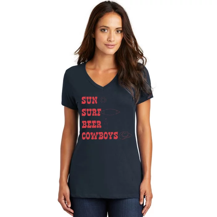 Sun Surf Beer Cowboys Apparel Women's V-Neck T-Shirt