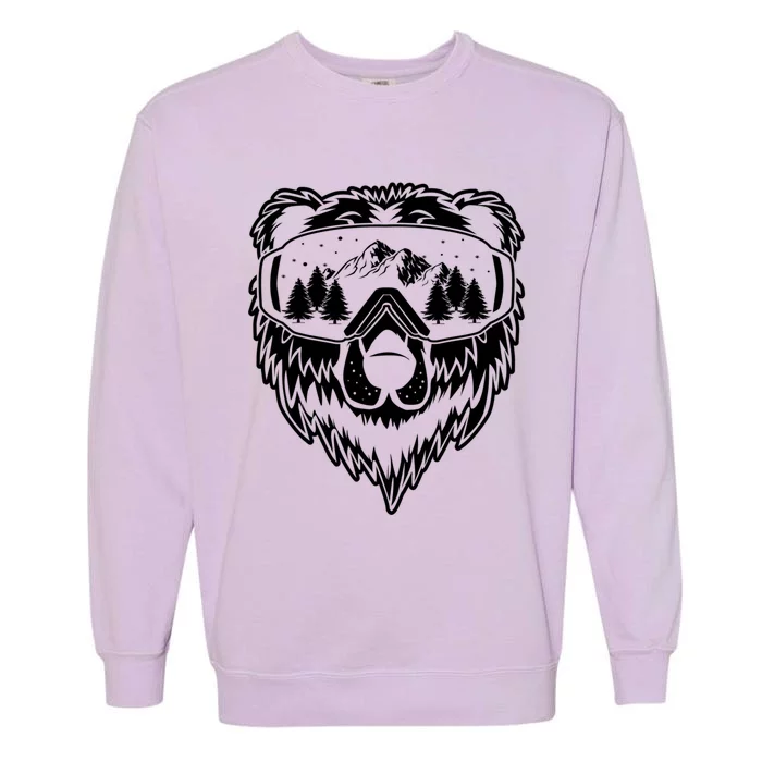 Snow Ski Bear Gift Cool Snowboard Bear With Sunglass Gift Garment-Dyed Sweatshirt