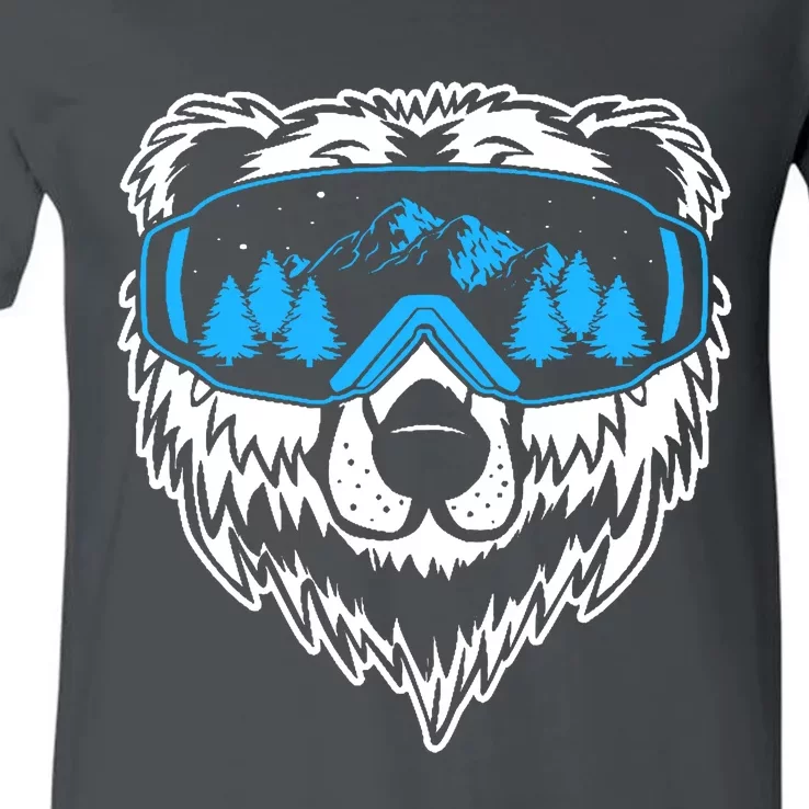 Snow Ski Bear Snowboard V-Neck T-Shirt