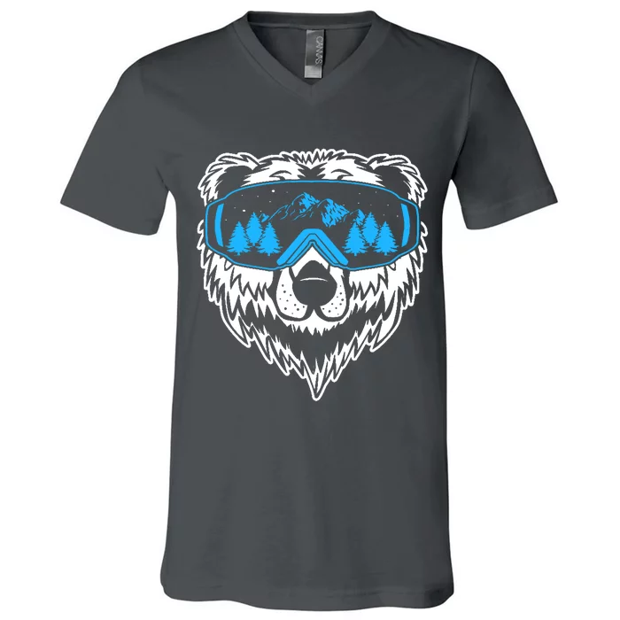 Snow Ski Bear Snowboard V-Neck T-Shirt