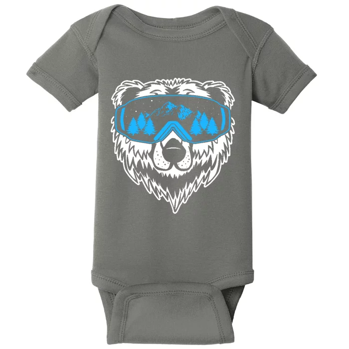 Snow Ski Bear Snowboard Baby Bodysuit