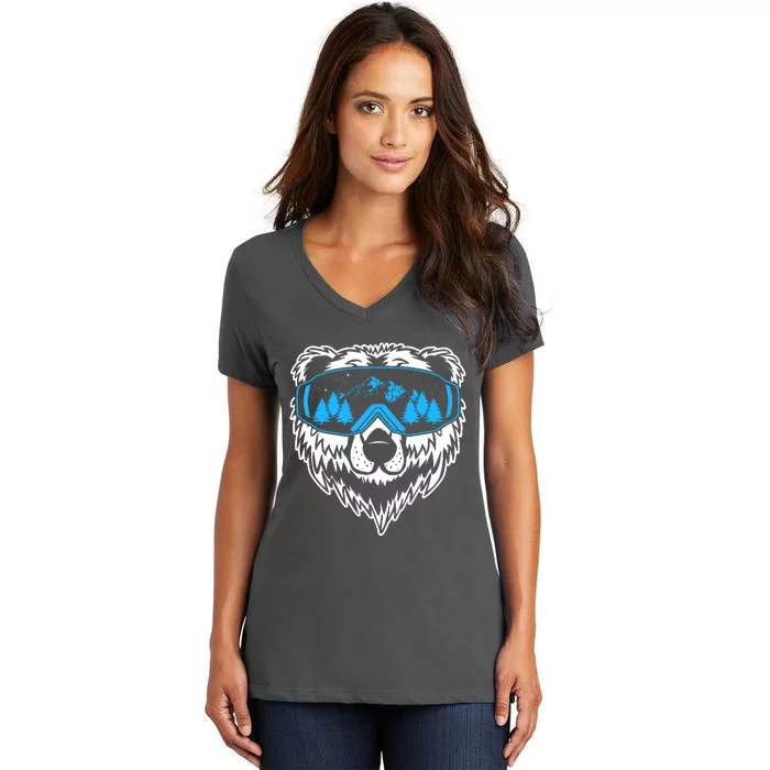 Snow Ski Bear Snowboard Women's V-Neck T-Shirt