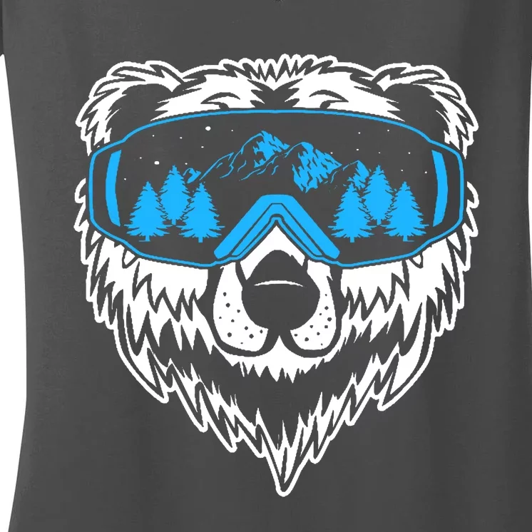 Snow Ski Bear Snowboard Women's V-Neck T-Shirt