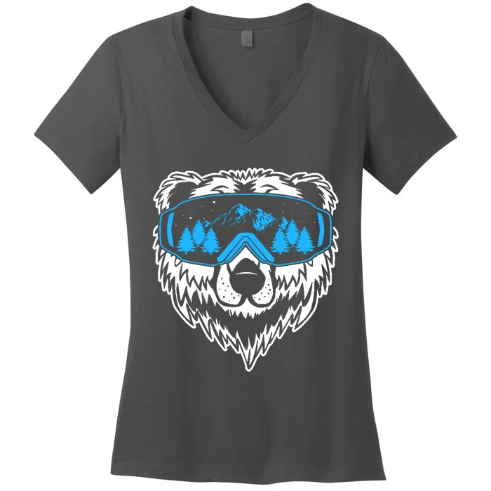 Snow Ski Bear Snowboard Women's V-Neck T-Shirt