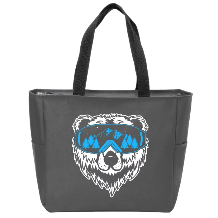 Snow Ski Bear Snowboard Zip Tote Bag