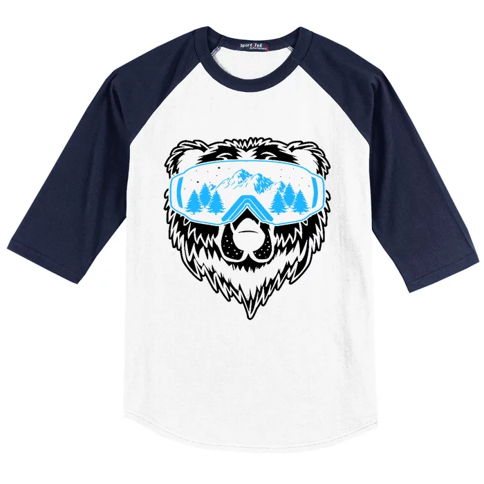 Snow Ski Bear Snowboard Baseball Sleeve Shirt