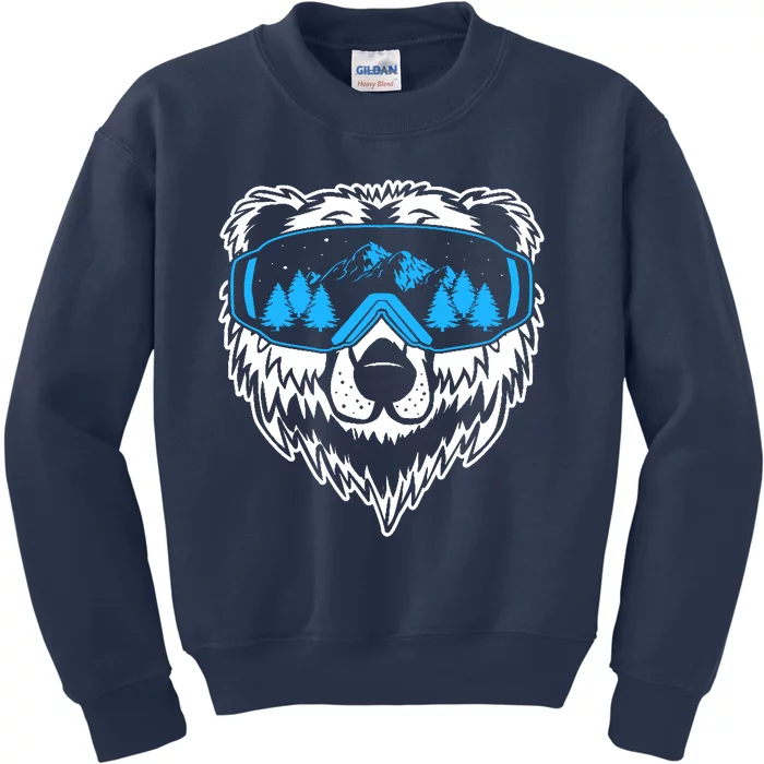 Snow Ski Bear Snowboard Kids Sweatshirt