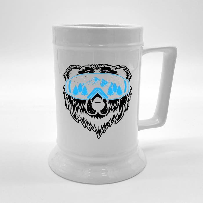 Snow Ski Bear Snowboard Front & Back Beer Stein