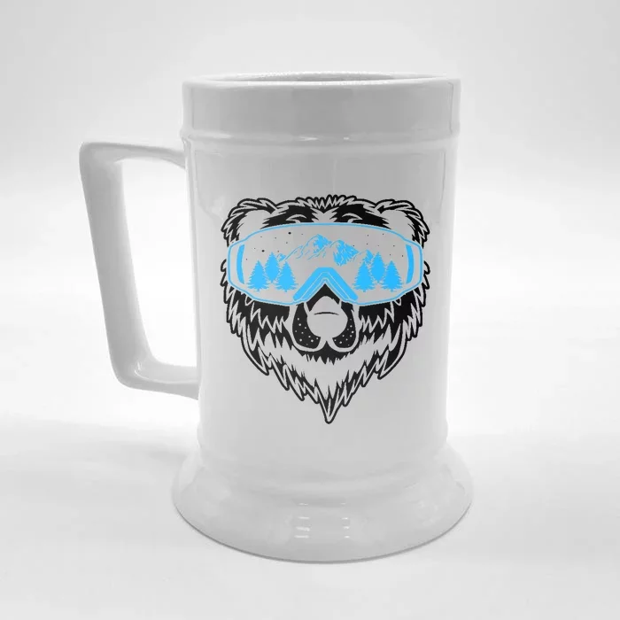 Snow Ski Bear Snowboard Front & Back Beer Stein