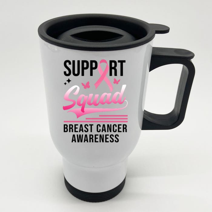 Support Squad Breast Cancer Awareness Front & Back Stainless Steel Travel Mug