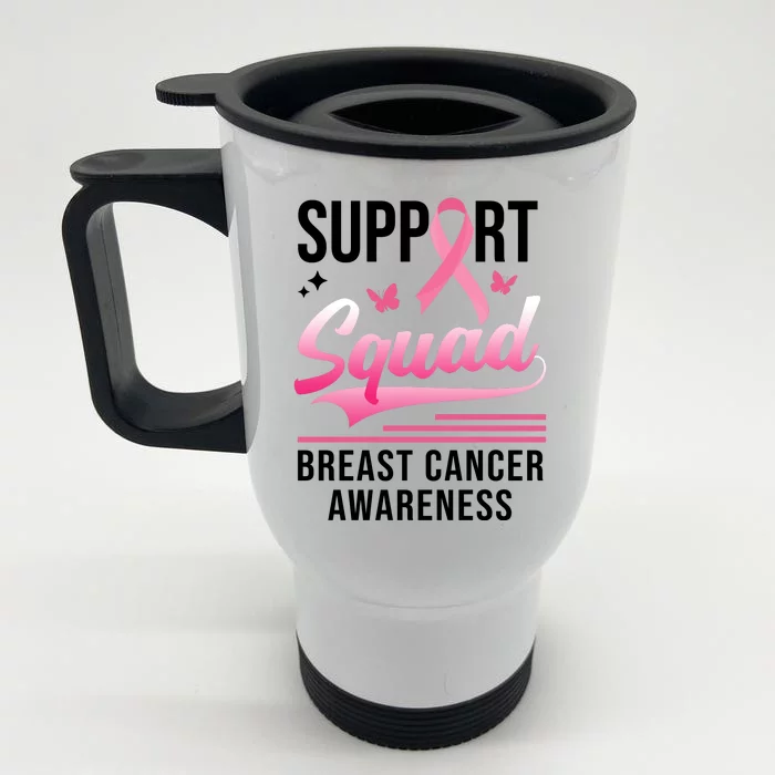 Support Squad Breast Cancer Awareness Front & Back Stainless Steel Travel Mug