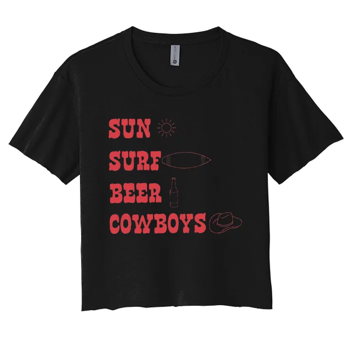 Sun Surf Beer Cowboys Women's Crop Top Tee