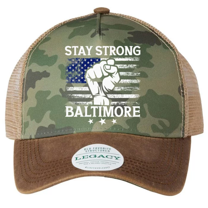 Stay Strong Baltimore White Raised Hand Fist Legacy Tie Dye Trucker Hat