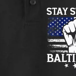 Stay Strong Baltimore White Raised Hand Fist Dry Zone Grid Performance Polo