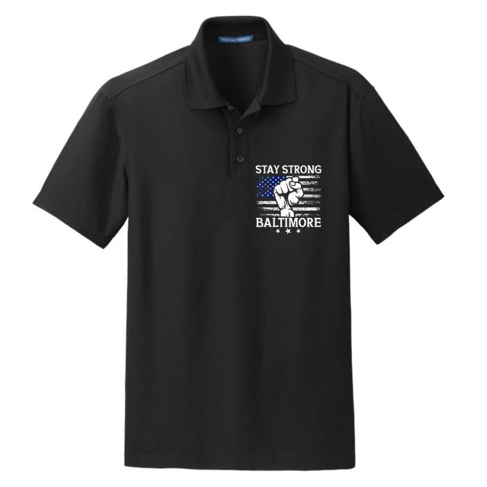 Stay Strong Baltimore White Raised Hand Fist Dry Zone Grid Performance Polo