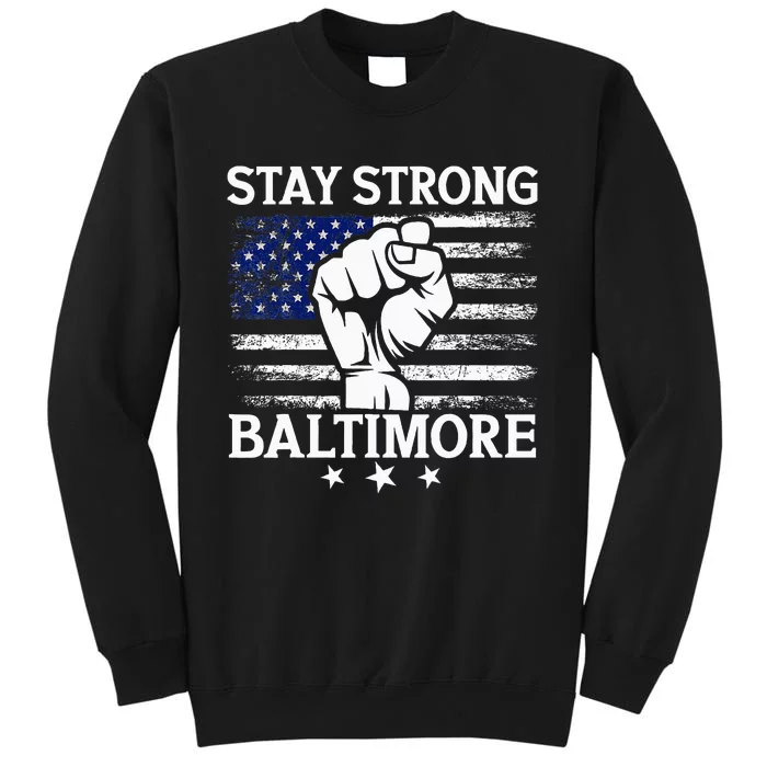 Stay Strong Baltimore White Raised Hand Fist Tall Sweatshirt