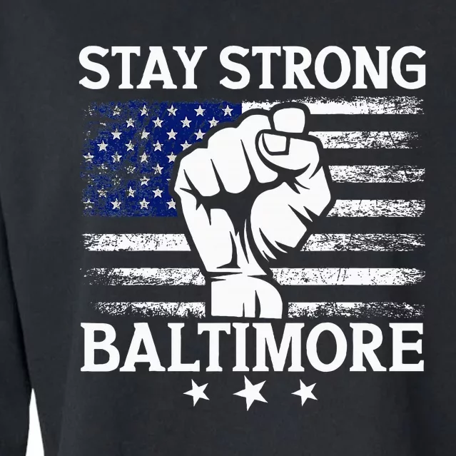 Stay Strong Baltimore White Raised Hand Fist Cropped Pullover Crew