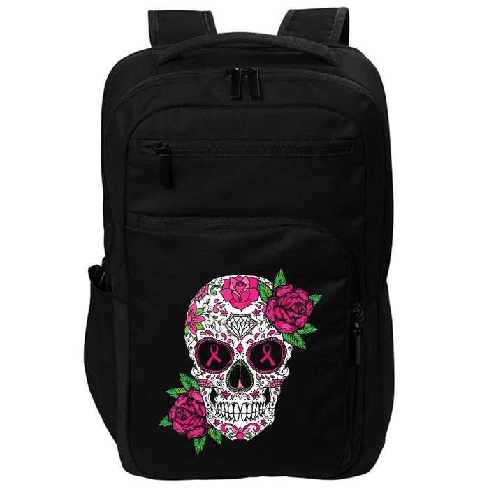 Sugar Skull Breast Cancer Awareness Calavera Impact Tech Backpack