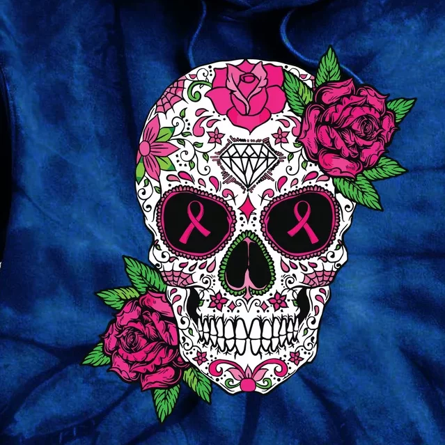 Sugar Skull Breast Cancer Awareness Calavera Tie Dye Hoodie