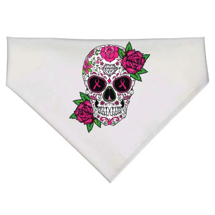 Sugar Skull Breast Cancer Awareness Calavera USA-Made Doggie Bandana