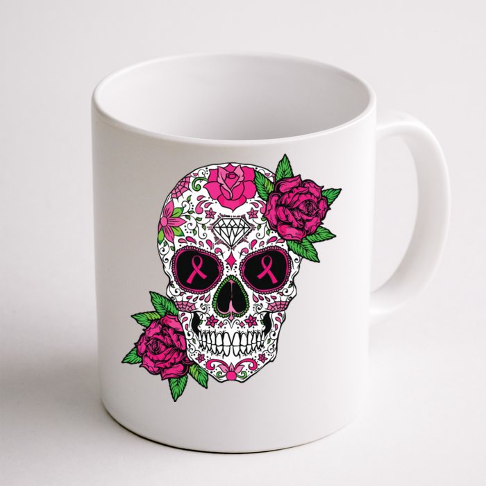 Sugar Skull Breast Cancer Awareness Calavera Front & Back Coffee Mug