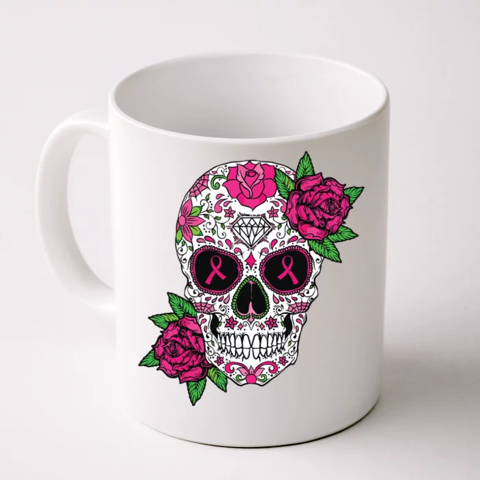 Sugar Skull Breast Cancer Awareness Calavera Front & Back Coffee Mug