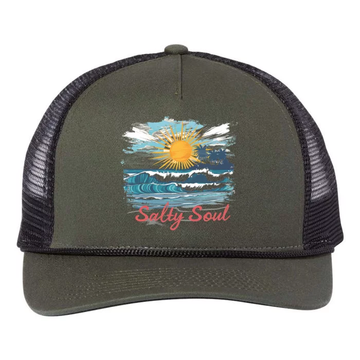 Salty Soul Beach And Sun Summer Vacay Retro Rope Trucker Hat Cap