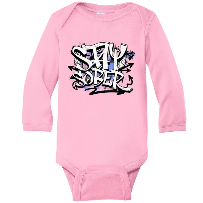 Stay Sober Blue Resolve Baby Long Sleeve Bodysuit