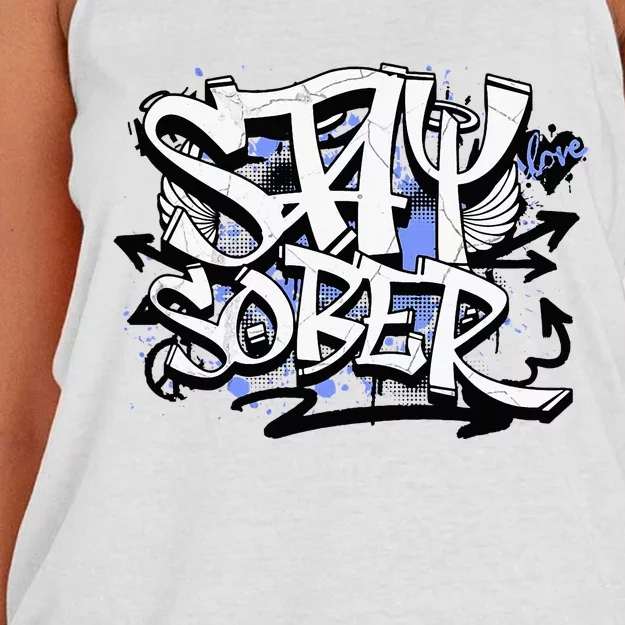 Stay Sober Blue Resolve Women's Knotted Racerback Tank