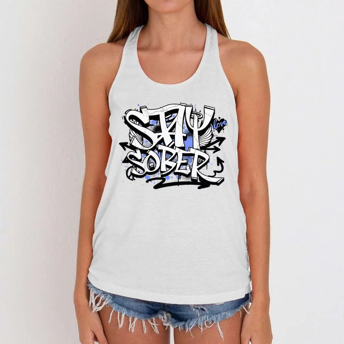 Stay Sober Blue Resolve Women's Knotted Racerback Tank