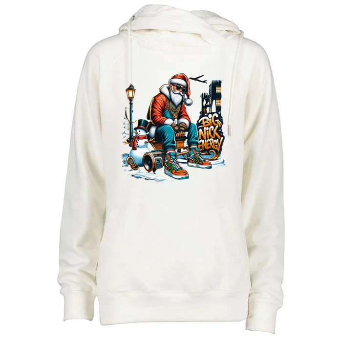 Sneakerhead Santa Big Nick Energy Street Style Holiday Gift Womens Funnel Neck Pullover Hood