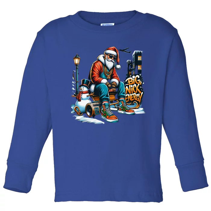 Sneakerhead Santa Big Nick Energy Street Style Holiday Gift Toddler Long Sleeve Shirt