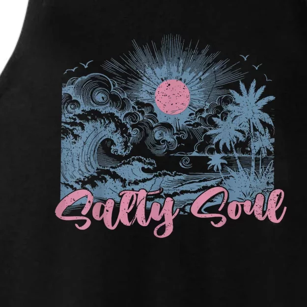 Summer Salty Beach Summer Soul Vibes Trendy Summer Ladies Tri-Blend Wicking Tank