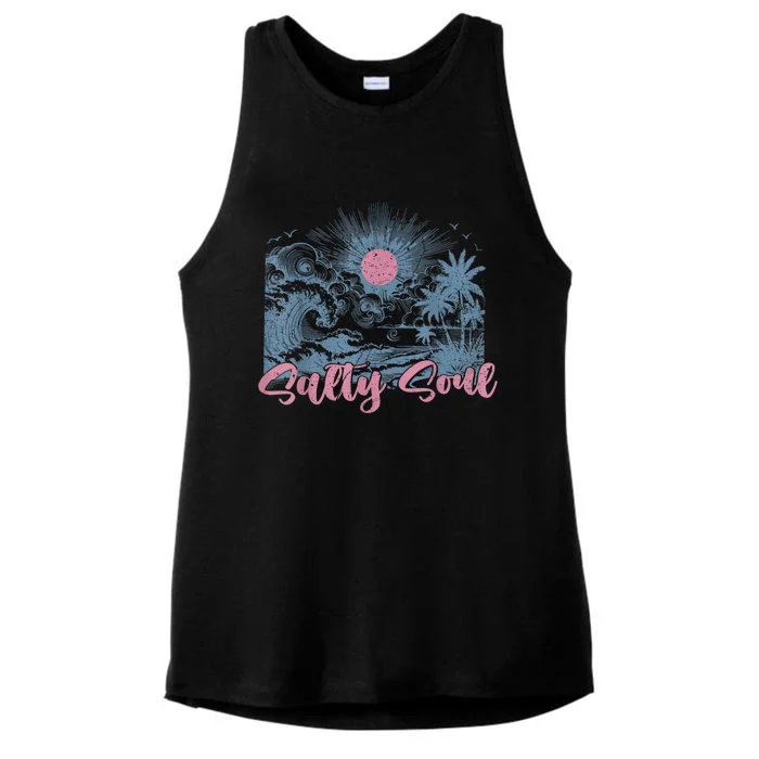 Summer Salty Beach Summer Soul Vibes Trendy Summer Ladies Tri-Blend Wicking Tank