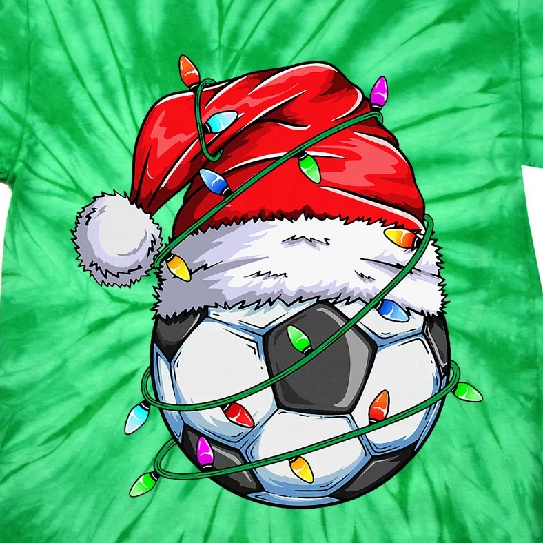 Santa Soccer Ball Sports Design Christmas Soccer Player Tie-Dye T-Shirt